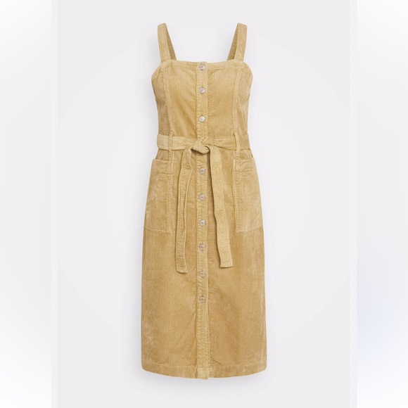 Levi's tan corduroy button front midi overalls size medium - Picture 1 of 10